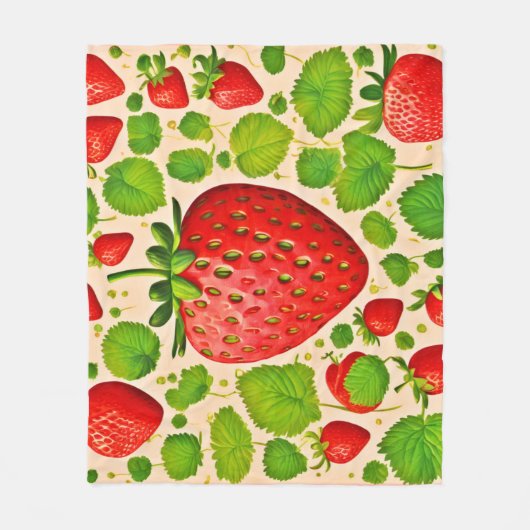 Strawberry Dadaist Artwork Fleecedecke (Vorderseite)