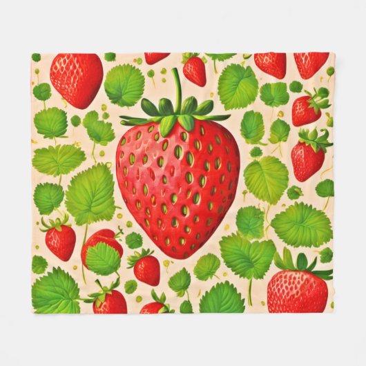 Strawberry Dadaist Artwork Fleecedecke (Vorderseite (Horizontal))