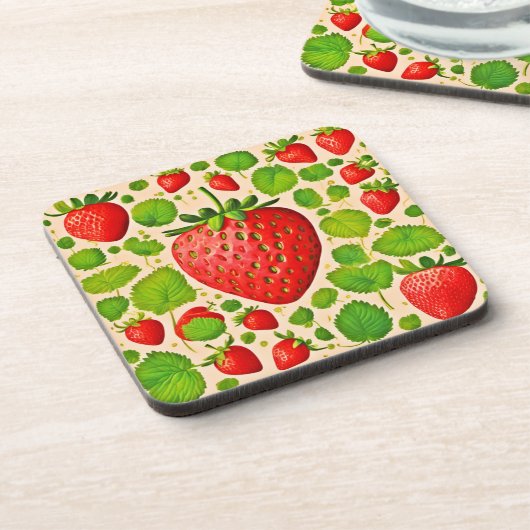 Strawberry Dadaist Artwork Getränkeuntersetzer (Linke Seite)