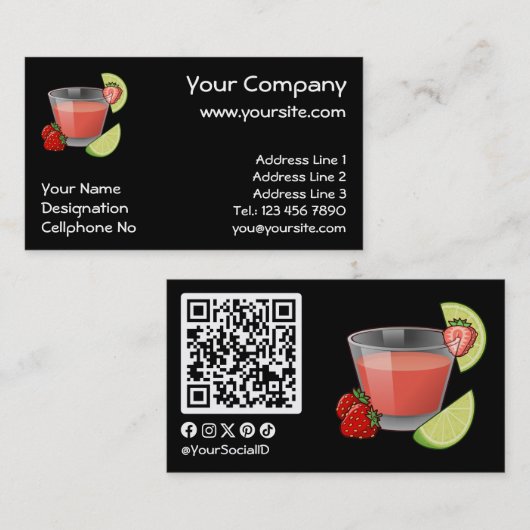 Strawberry Daiquiri Business Card Visitenkarte (Vorne/Hinten)