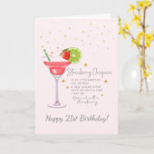 Strawberry Daiquiri Cocktail Happy Birthday Card Karte (Gelbe Blume)