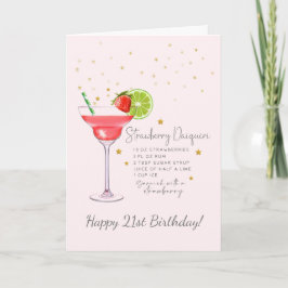 Strawberry Daiquiri Cocktail Happy Birthday Card Karte