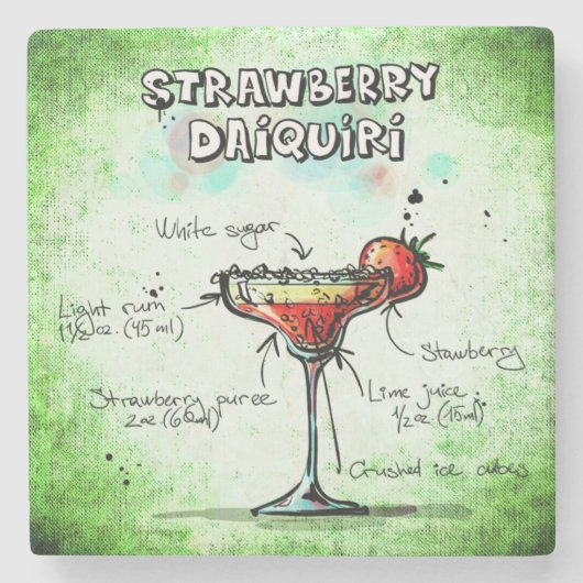 Strawberry Daiquiri Drink Rezept Steinuntersetzer (Vorderseite)