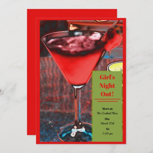 Strawberry Daiquiri Einladung (Vorne/Hinten)