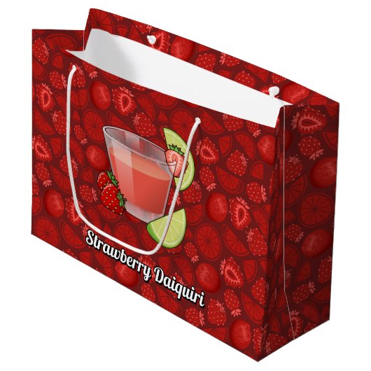 Strawberry Daiquiri Große Geschenktasche Geschenktüte (Vorderseite Schrägansicht)