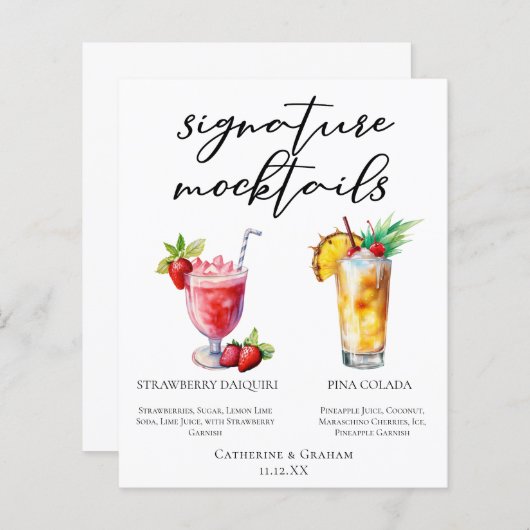 Strawberry Daiquiri Piña Colada Mocktails Menü (Vorne/Hinten)