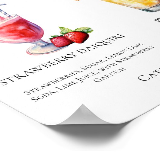 Strawberry Daiquiri Piña Colada Mocktails Menü Poster (Ecke)