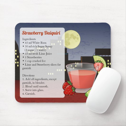 Strawberry Daiquiri Recipe Mouse Pad Mousepad (Mit Mouse)