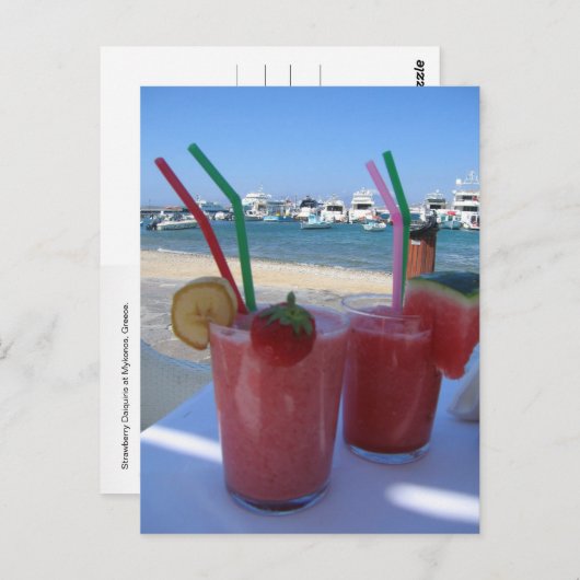 Strawberry Daiquiris, Mykonos, Griechenland - Postkarte (Vorne/Hinten)