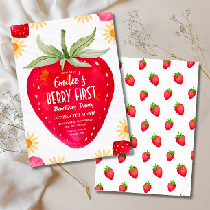 Strawberry & Daisy Berry Einladung zum Geburtstag