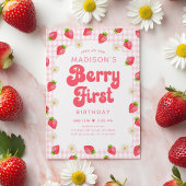 Strawberry Daisy Berry Erster Geburtstag Einladung
