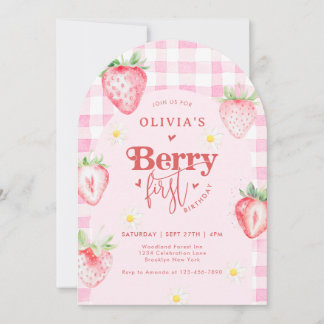 Strawberry Daisy Berry First Foto Arch Geburtstag Einladung