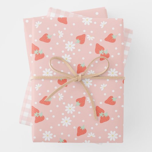 Strawberry Daisy Berry Sweet Birthday Party Geschenkpapier Set (Beispiel)