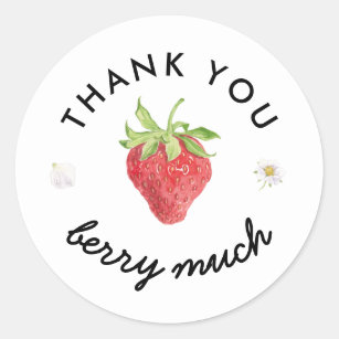 Strawberry danke Ihnen Berry Much Gastgeschenk Runder Aufkleber
