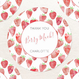 Strawberry Danke Personalisiert Runder Aufkleber