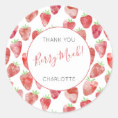 Strawberry Danke Personalisiert Runder Aufkleber (Vorderseite)