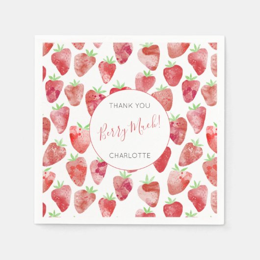 Strawberry Danke Personalisiert Serviette (Vorderseite)
