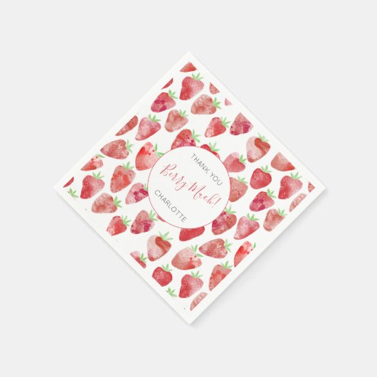 Strawberry Danke Personalisiert Serviette (Ecke)