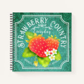 Strawberry Dark Aquamarin Frame Notebook Notizblock (Vorderseite)