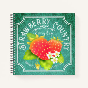 Strawberry Dark Aquamarin Frame Notebook Notizblock