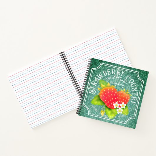 Strawberry Dark Aquamarin Frame Notebook Notizblock (Innenseite)