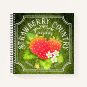 Strawberry Dark Green Frame Notebook Notizblock (Vorderseite)