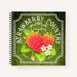 Strawberry Dark Green Frame Notebook Notizblock