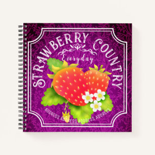 Strawberry Dark Lila Frame Notebook Notizblock