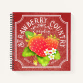 Strawberry Dark Red Frame Notebook Notizblock (Vorderseite)