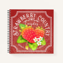 Strawberry Dark Red Frame Notebook