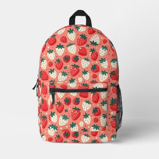 Strawberry Delight Pattern Bedruckter Rucksack (Vorderseite)
