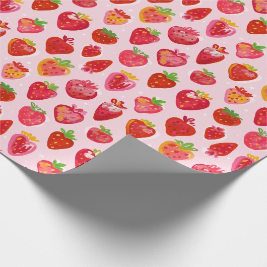 Strawberry Delight Pattern Geschenkpapier (Ecke)
