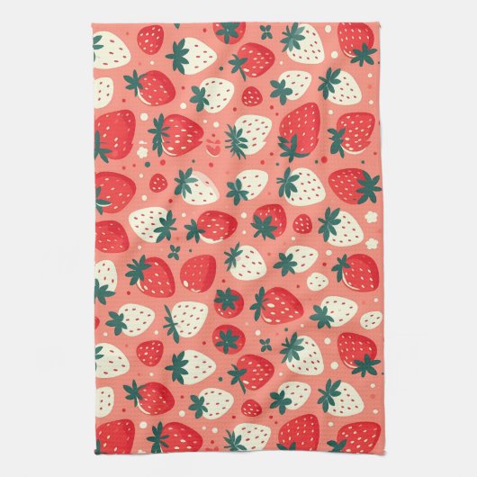 Strawberry Delight Pattern Geschirrtuch (Vertikal)