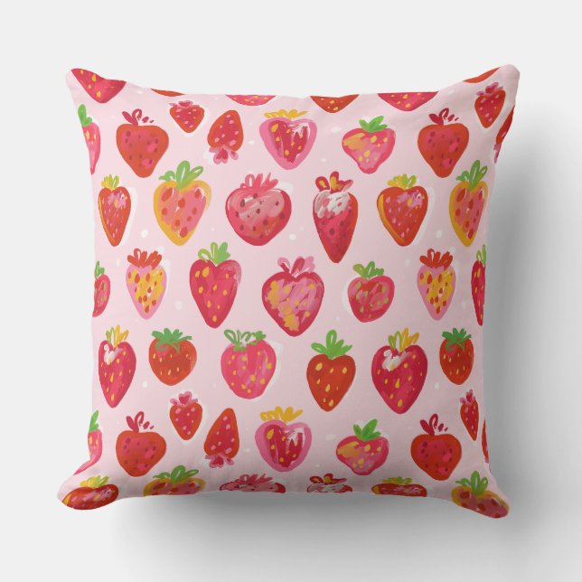 Strawberry Delight Pattern Kissen (Vorderseite)