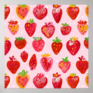 Strawberry Delight Pattern Poster