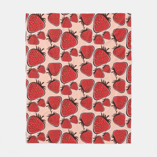 Strawberry Delight: Vintager Musterarm. Fleecedecke (Vorderseite)