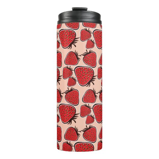 Strawberry Delight: Vintager Musterarm. Thermosbecher (Vorderseite)