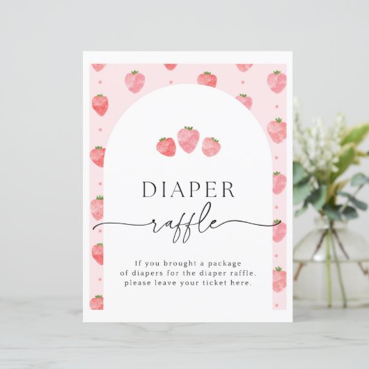 Strawberry Diaper Raffle Sign (Stehend Vorderseite)