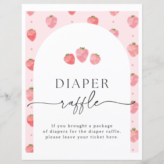 Strawberry Diaper Raffle Sign (Vorderseite)