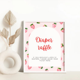 Strawberry Diaper Raffle Summer Baby Dusche Poster