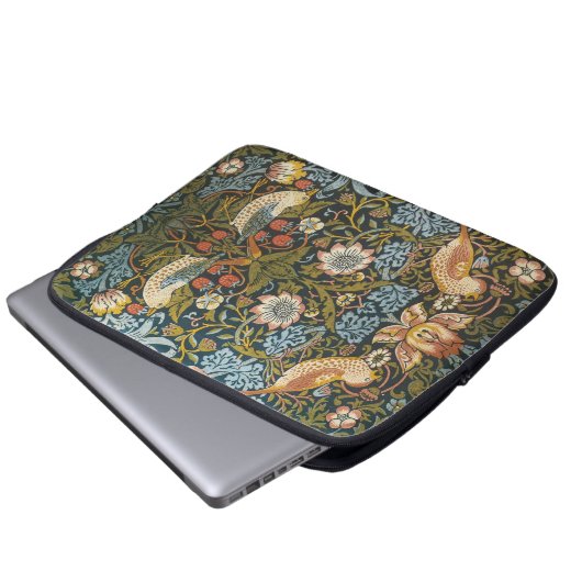 Strawberry Dives William Morris Antikes Muster Laptopschutzhülle (Vorne Knopf)