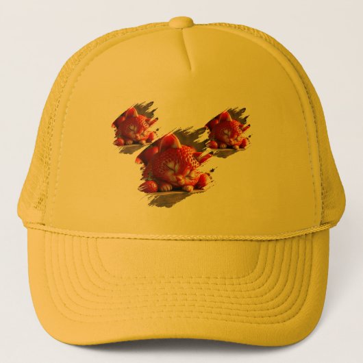 Strawberry dog Hat Truckerkappe (Vorderseite)