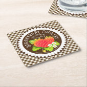 Strawberry Doilies Brown Gingham Rechteckiger Pappuntersetzer (angewinkelt)