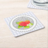 Strawberry Doilies Gray Kariert Rechteckiger Pappuntersetzer (angewinkelt)