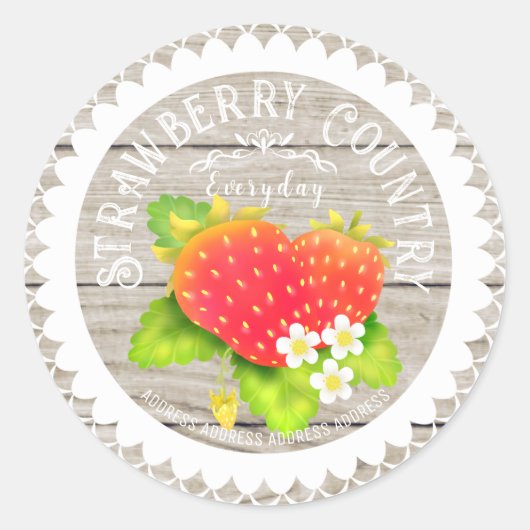 Strawberry Doilies Gray Pine Runder Aufkleber (Vorderseite)