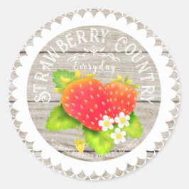Strawberry Doilies Gray Pine Runder Aufkleber