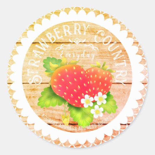Strawberry Doilies Pine Runder Aufkleber (Vorderseite)