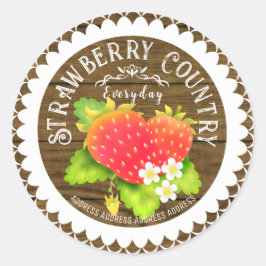 Strawberry Doilies Pine Runder Aufkleber