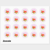 Strawberry Doilies Pink Runder Aufkleber (Blatt)