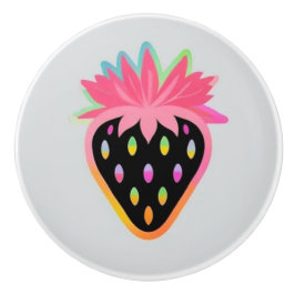 Strawberry Door Pull in Neon and Black Keramikknauf